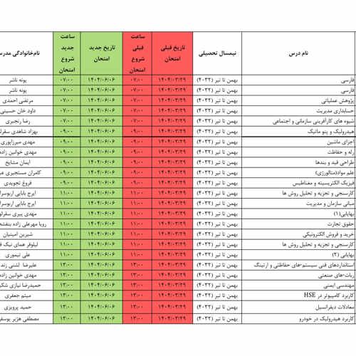 اطلاعیه تغییر تاریخ برگزاری امتحانات