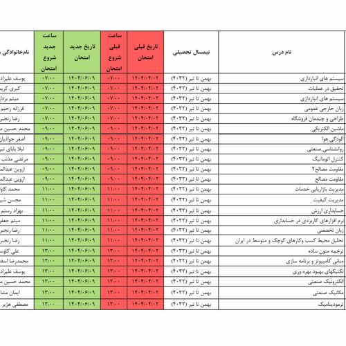 اطلاعیه تغییر تاریخ برگزاری امتحانات